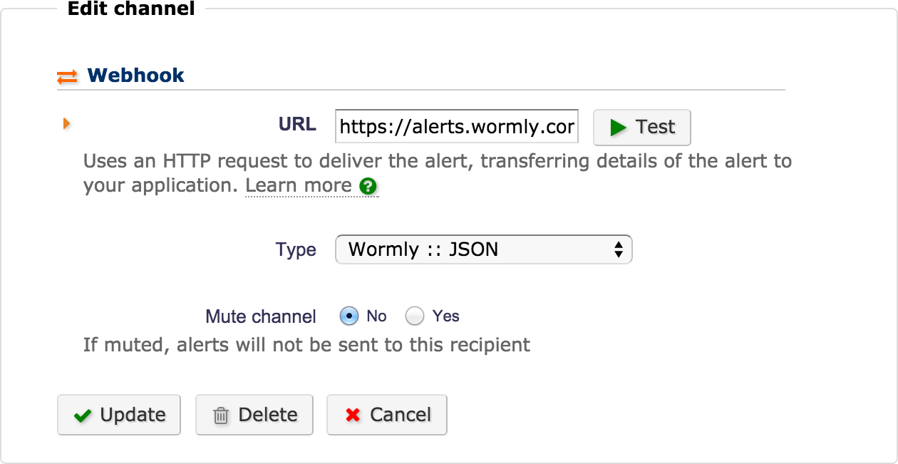 Webhook HTTP Alert Channel Wormly Monitoring